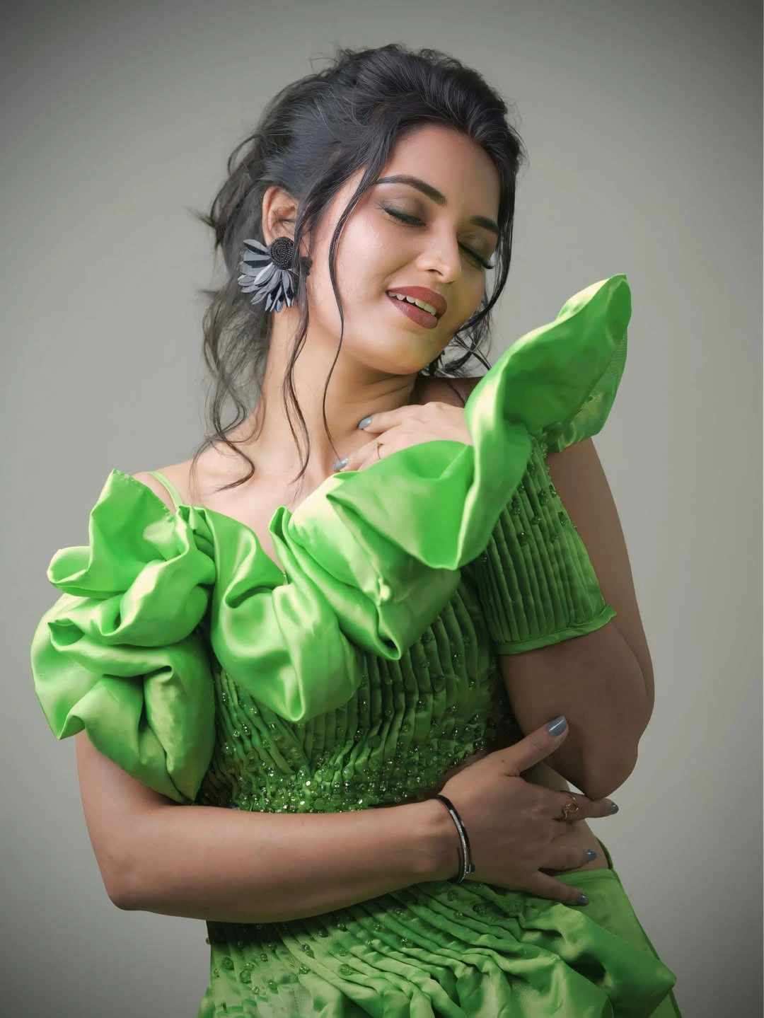 Bigg Boss Fame Priyanka Jain Stills in Green Dress