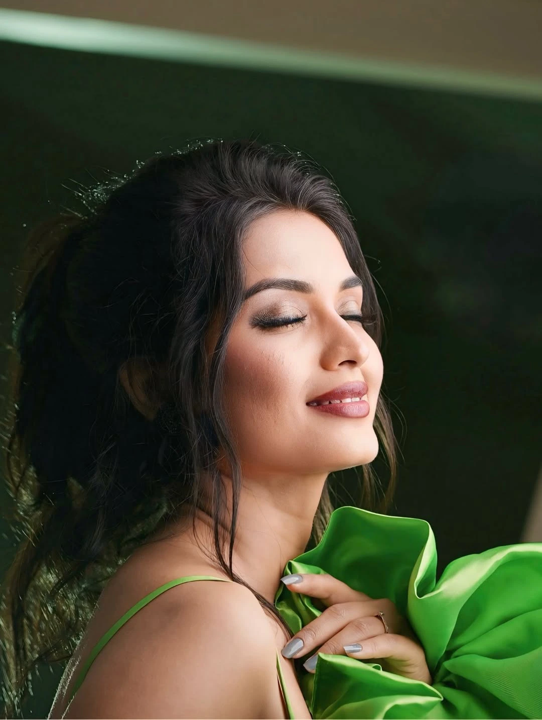 Bigg Boss Fame Priyanka Jain Stills in Green Dress