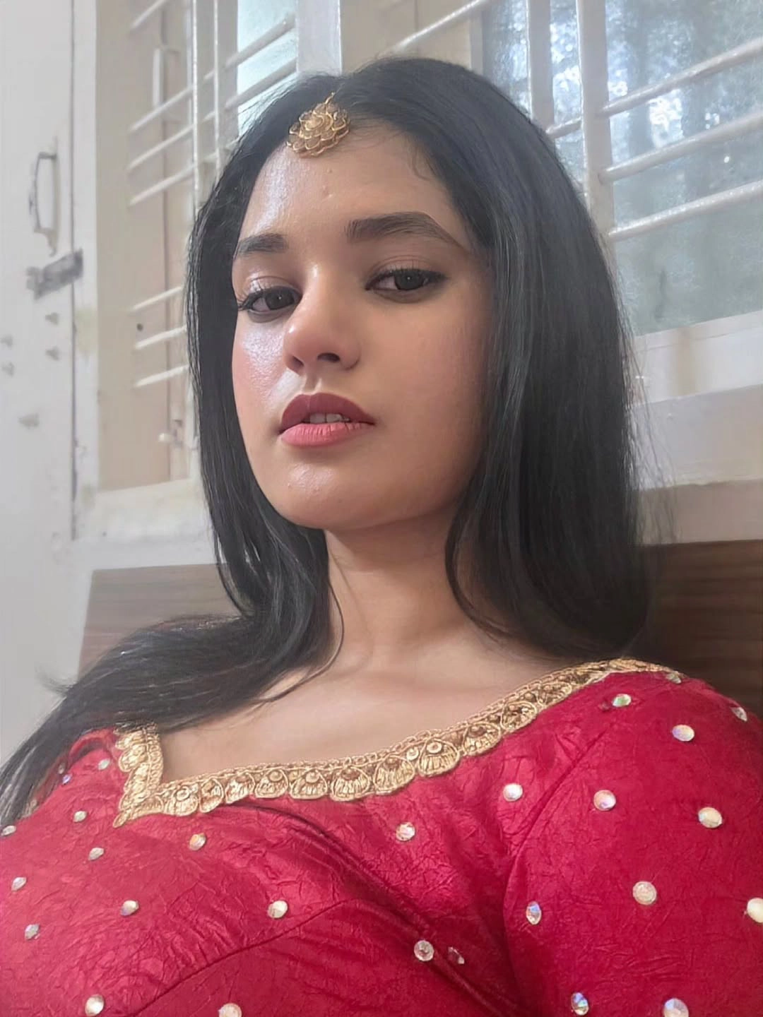 Ramya moksha Stunning Looks in Red Dress