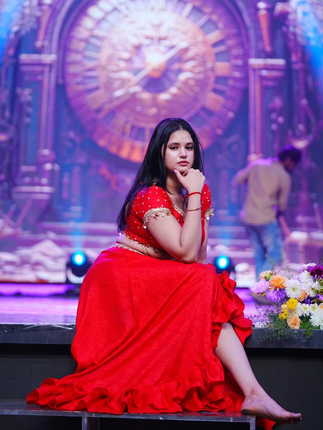 Ramya moksha Stunning Looks in Red Dress