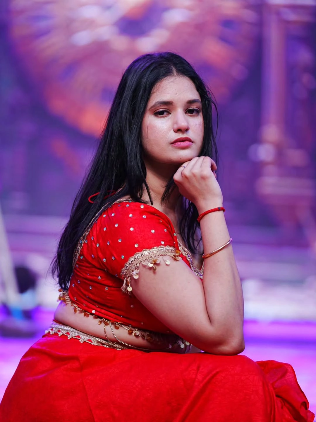 Ramya moksha Stunning Looks in Red Dress