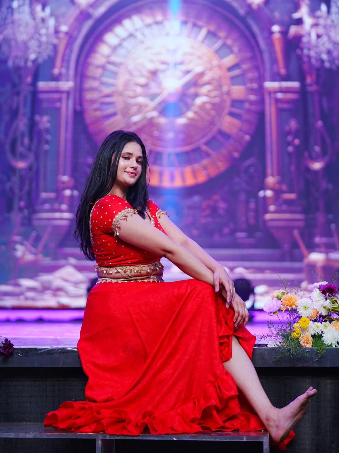 Ramya moksha Stunning Looks in Red Dress
