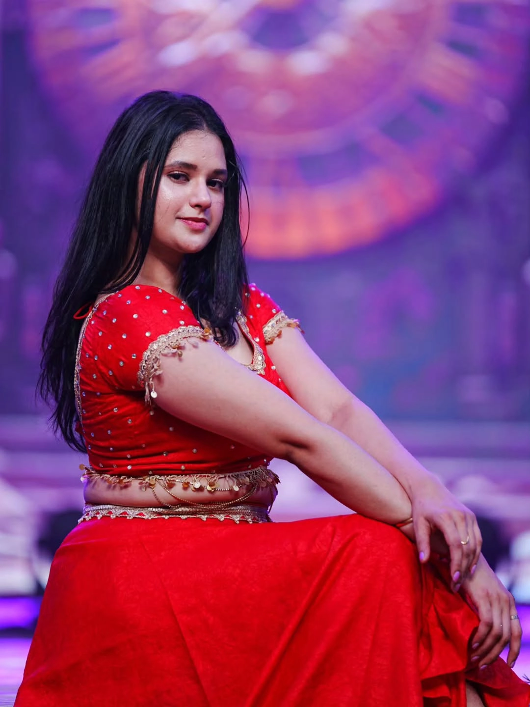 Ramya moksha Stunning Looks in Red Dress
